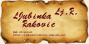 LJubinka Raković vizit kartica